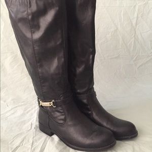 Black Faux Leather Boots